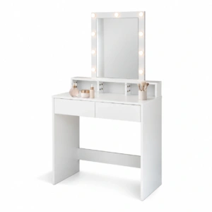 Toaletka kosmetyczna z lustrem LED ELDEN TK004 – biała 80 cm, 3 barwy — zdjęcie 1