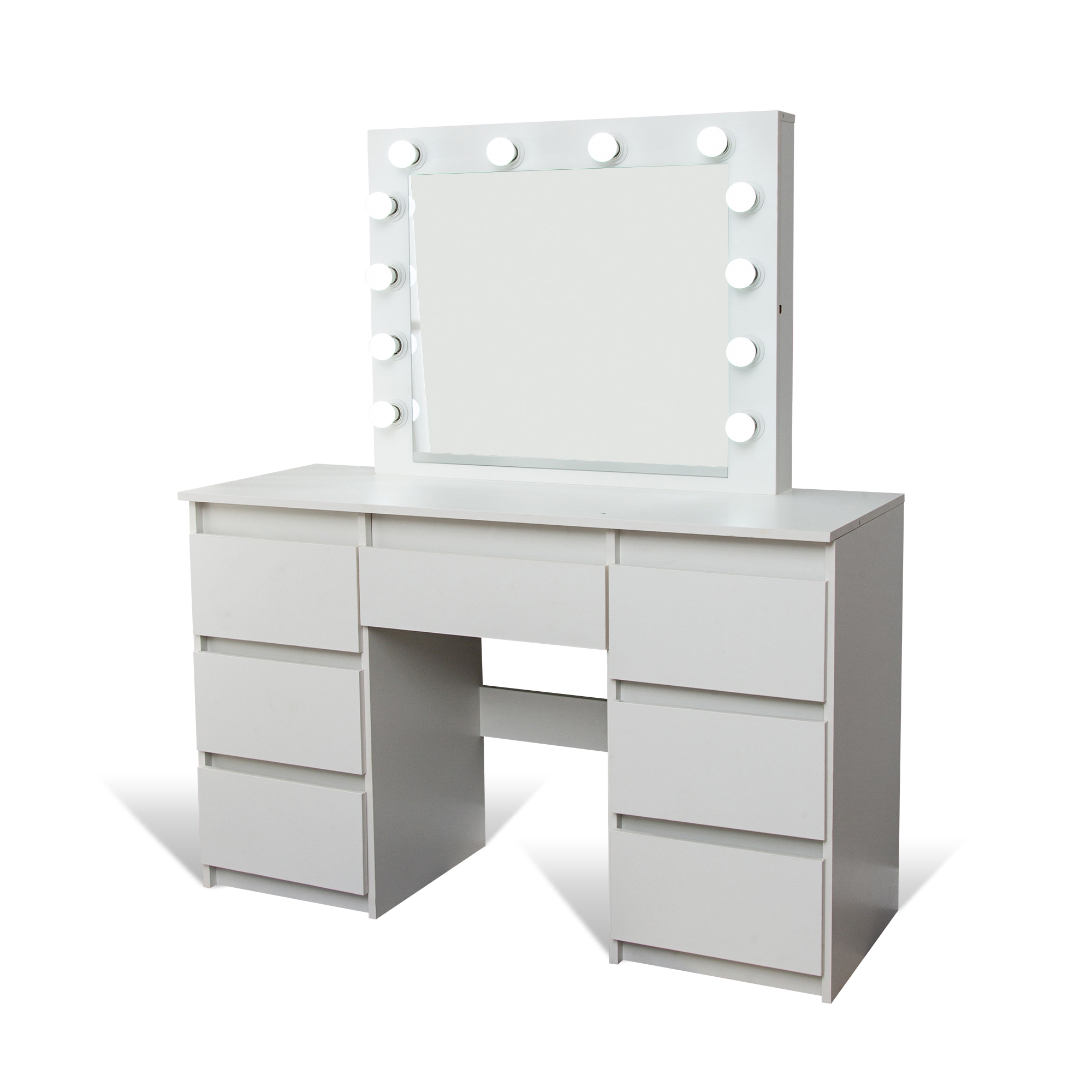 Toaletka kosmetyczna Hollywood ELDEN TK008 – biała 120 cm, 12 żarówek — zdjęcie 2