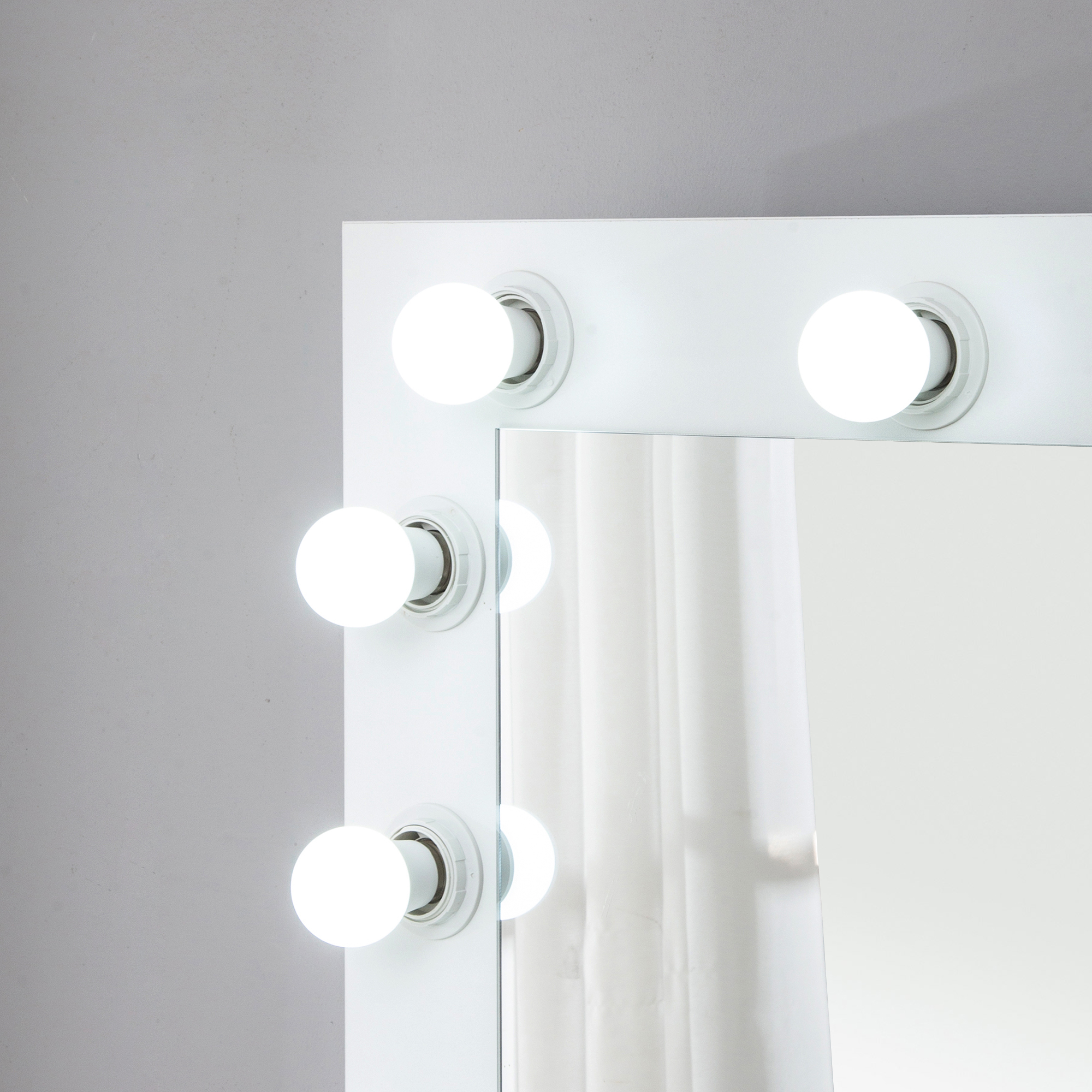 Toaletka kosmetyczna Hollywood ELDEN TK008 – biała 120 cm, 12 żarówek — zdjęcie 7