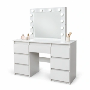 Toaletka kosmetyczna Hollywood ELDEN TK008 – biała 120 cm, 12 żarówek — zdjęcie 1
