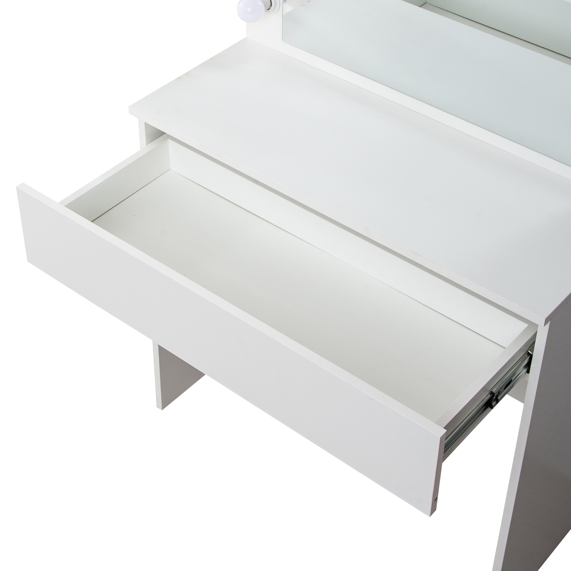 Toaletka kosmetyczna z lustrem LED ELDEN TK010 – biała 80 cm, 12 żarówek — zdjęcie 6