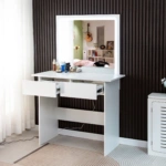 Toaletka kosmetyczna z lustrem LED ELDEN TK011 – biała 94 cm, 3 barwy — zdjęcie 5