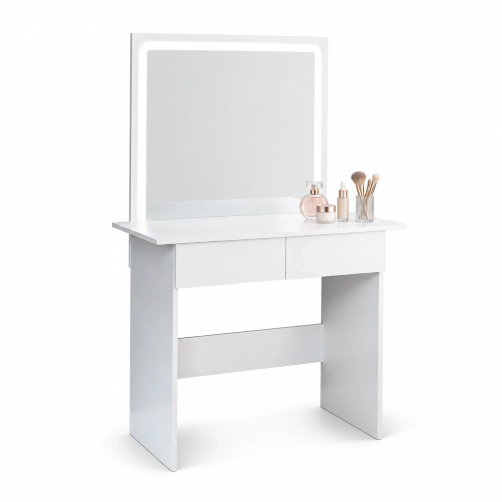 Toaletka kosmetyczna z lustrem LED ELDEN TK011 – biała 94 cm, 3 barwy — zdjęcie 1