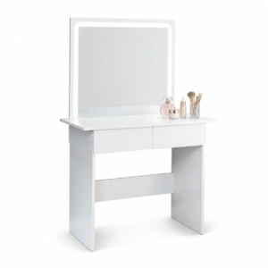 Toaletka kosmetyczna z lustrem LED ELDEN TK011 – biała 94 cm, 3 barwy — zdjęcie 1