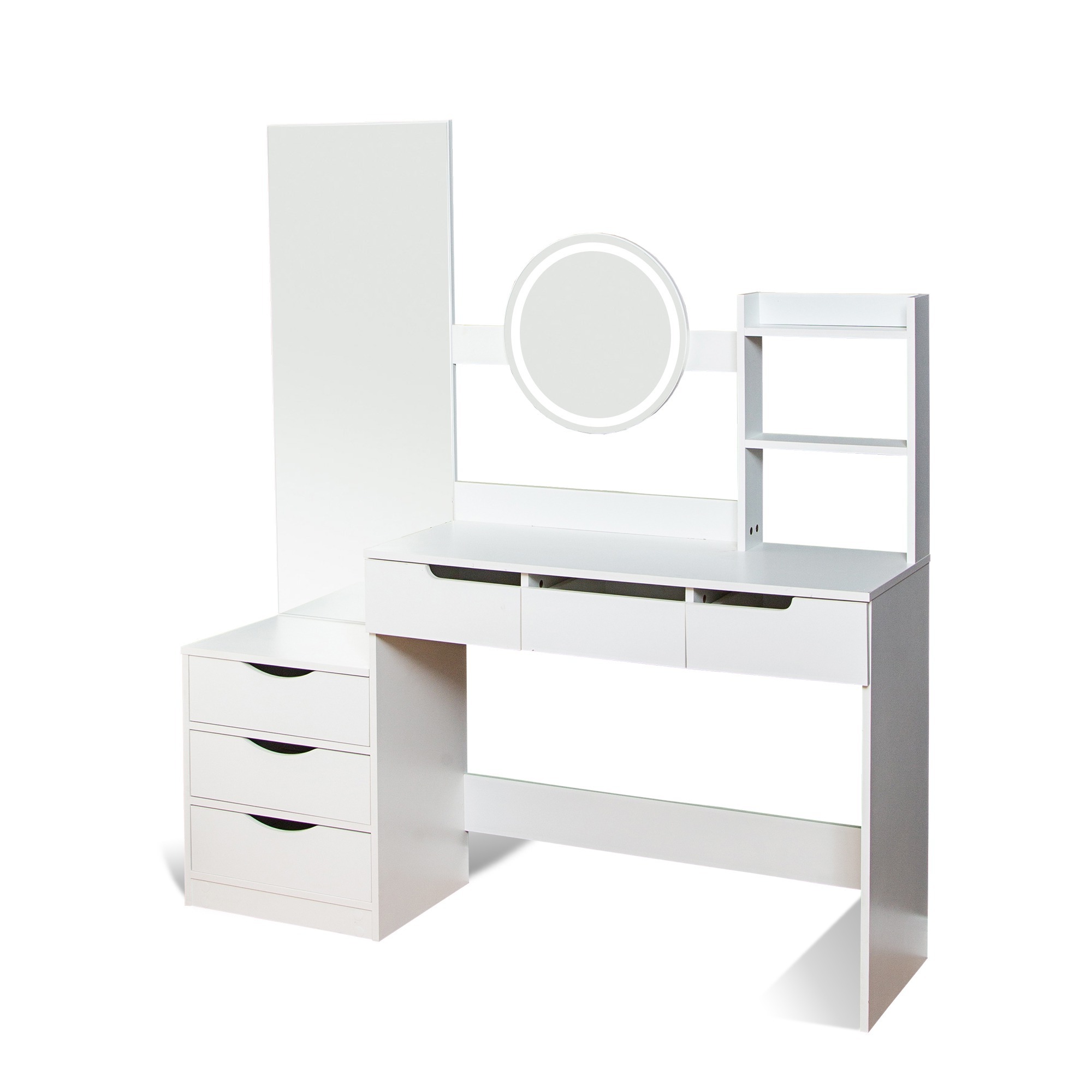 Toaletka kosmetyczna z dwoma lustrami LED ELDEN TK012 – biała 144 cm — zdjęcie 3