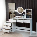 Toaletka kosmetyczna z dwoma lustrami LED ELDEN TK012 – biała 144 cm — zdjęcie 5