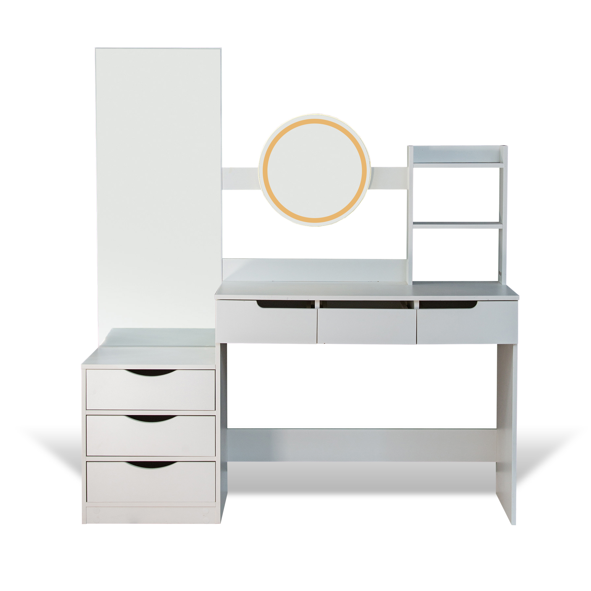 Toaletka kosmetyczna z dwoma lustrami LED ELDEN TK012 – biała 144 cm — zdjęcie 9