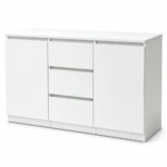 KOMODA BIAŁA 120 CM 3 SZUFLADY 2 DRZWI DO SALONU SYPIALNI — zdjęcie 1
