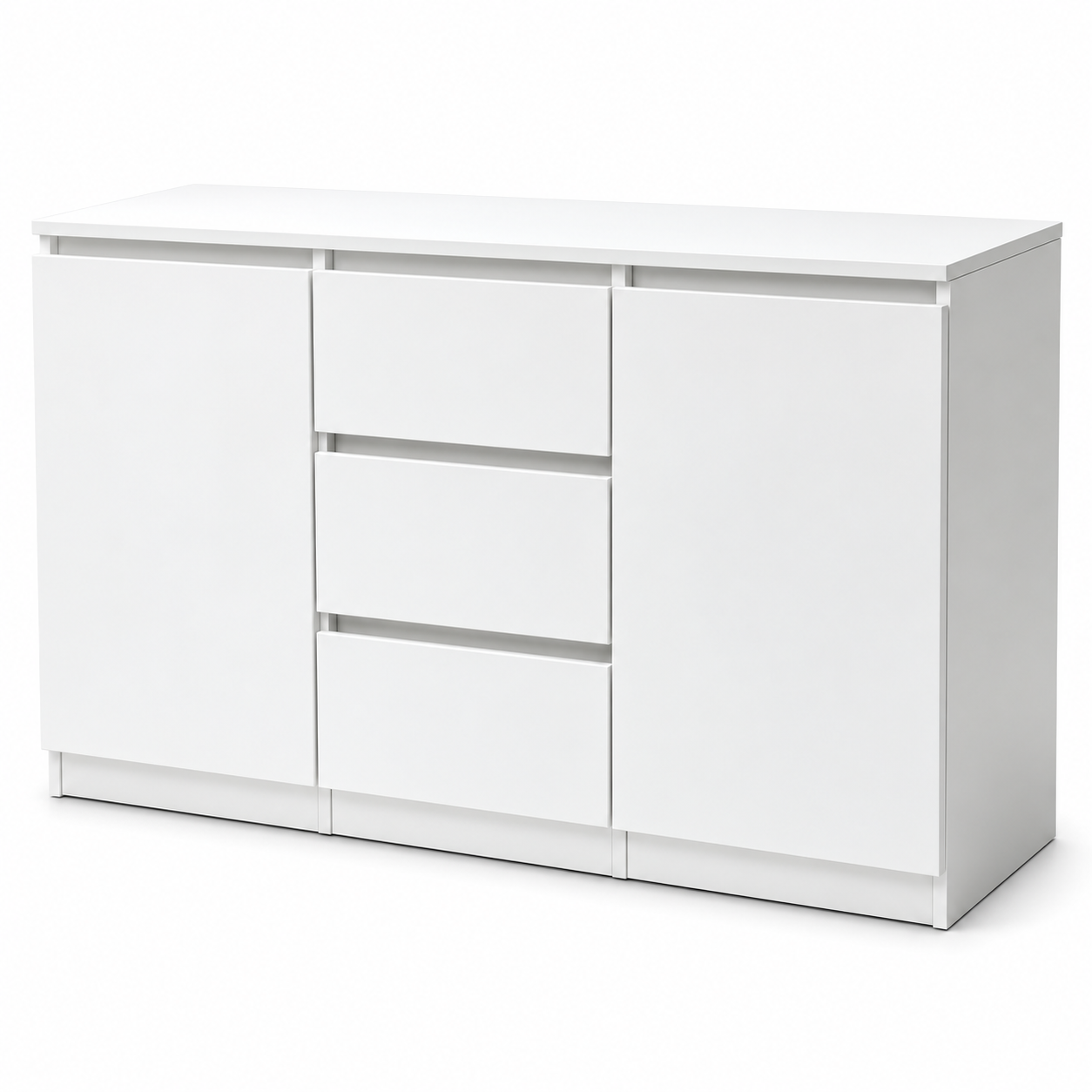 KOMODA BIAŁA 120 CM 3 SZUFLADY 2 DRZWI DO SALONU SYPIALNI — zdjęcie 1