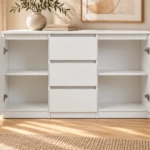 KOMODA BIAŁA 120 CM 3 SZUFLADY 2 DRZWI DO SALONU SYPIALNI — zdjęcie 3