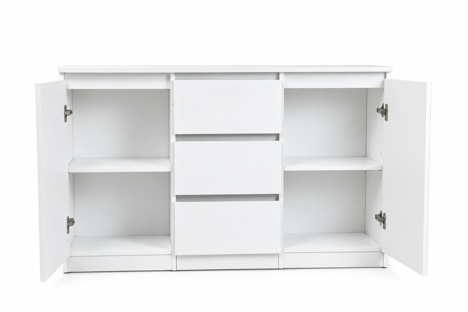 KOMODA BIAŁA 120 CM 3 SZUFLADY 2 DRZWI DO SALONU SYPIALNI — zdjęcie 4