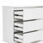 KOMODA BIAŁA 140 CM 6 SZUFLAD DO SALONU SYPIALNI BEZ UCHWYTÓW — zdjęcie 3
