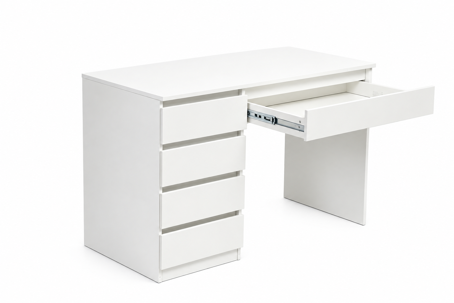 BIURKO BIAŁE 120 CM 5 SZUFLAD KOMPUTEROWE DO BIURA NAUKI — zdjęcie 4